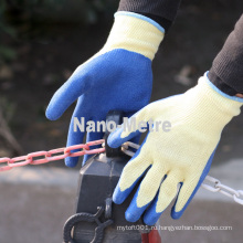NMSAFETY 10г желтый вкладыш поликоттон морщинка латекса покрытием защитные перчатки 